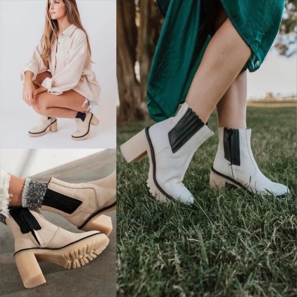 NEW Free People James Chelsea Bone Boots Leather Cushioned 37.5, 38.5, 39 - Picture 9 of 10